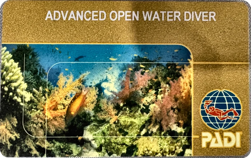 PADI Advanced Open Water Diver certification card