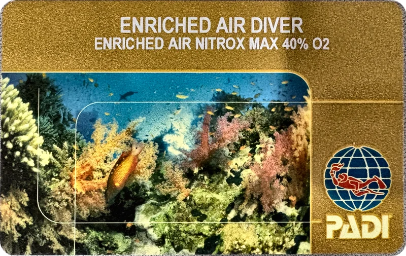 PADI Enriched Air Diver (Nitrox) certification card