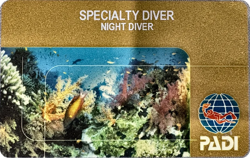 PADI Night Diver certification card