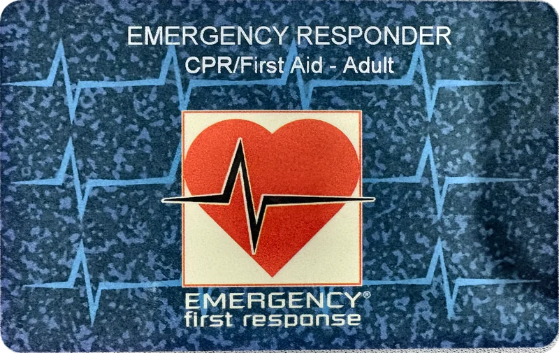 PADI Emergency First Response certification card