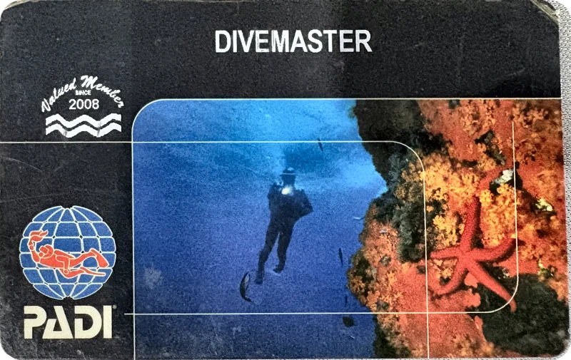 PADI Divemaster certification card